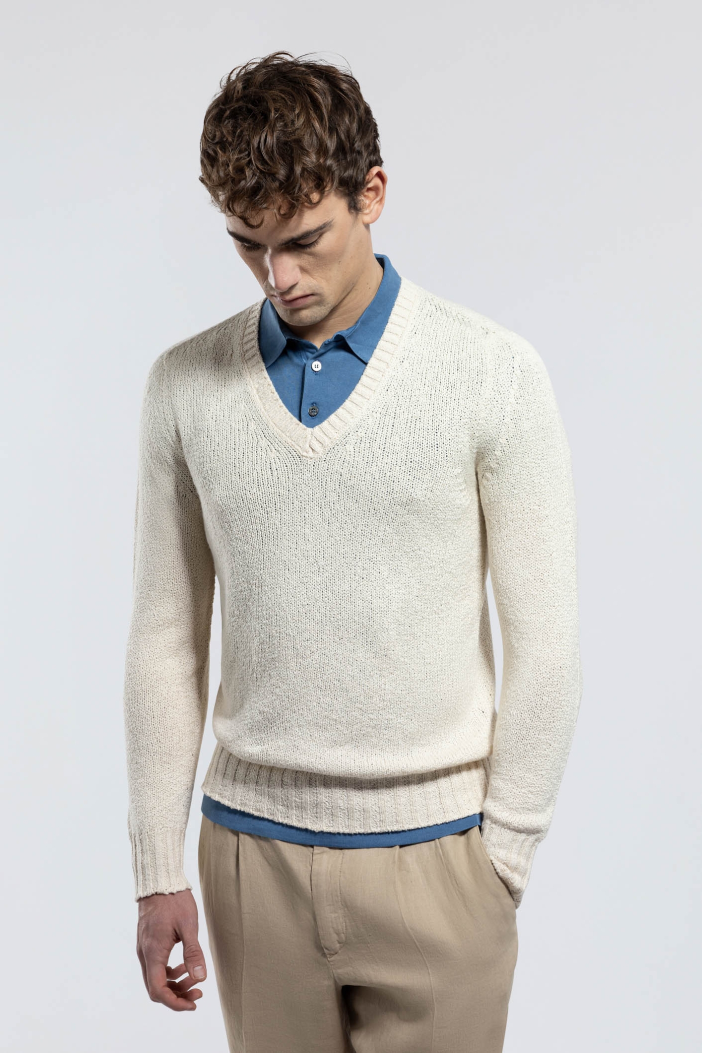 Cotton V-neck Sweater