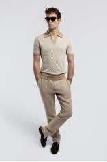 Cotton and Linen Razor Blade Polo Shirt