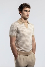 Cotton and Linen Razor Blade Polo Shirt