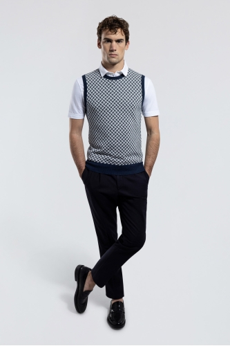 Cotton and Linen Razor Blade Gilet