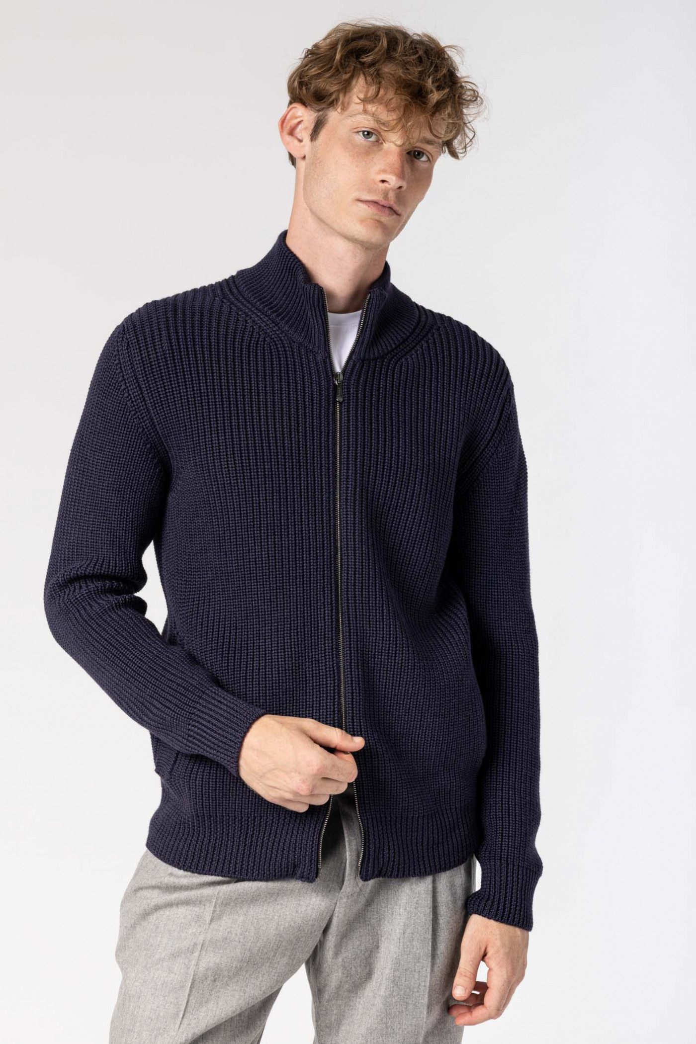 High Neck Sweater with Zip