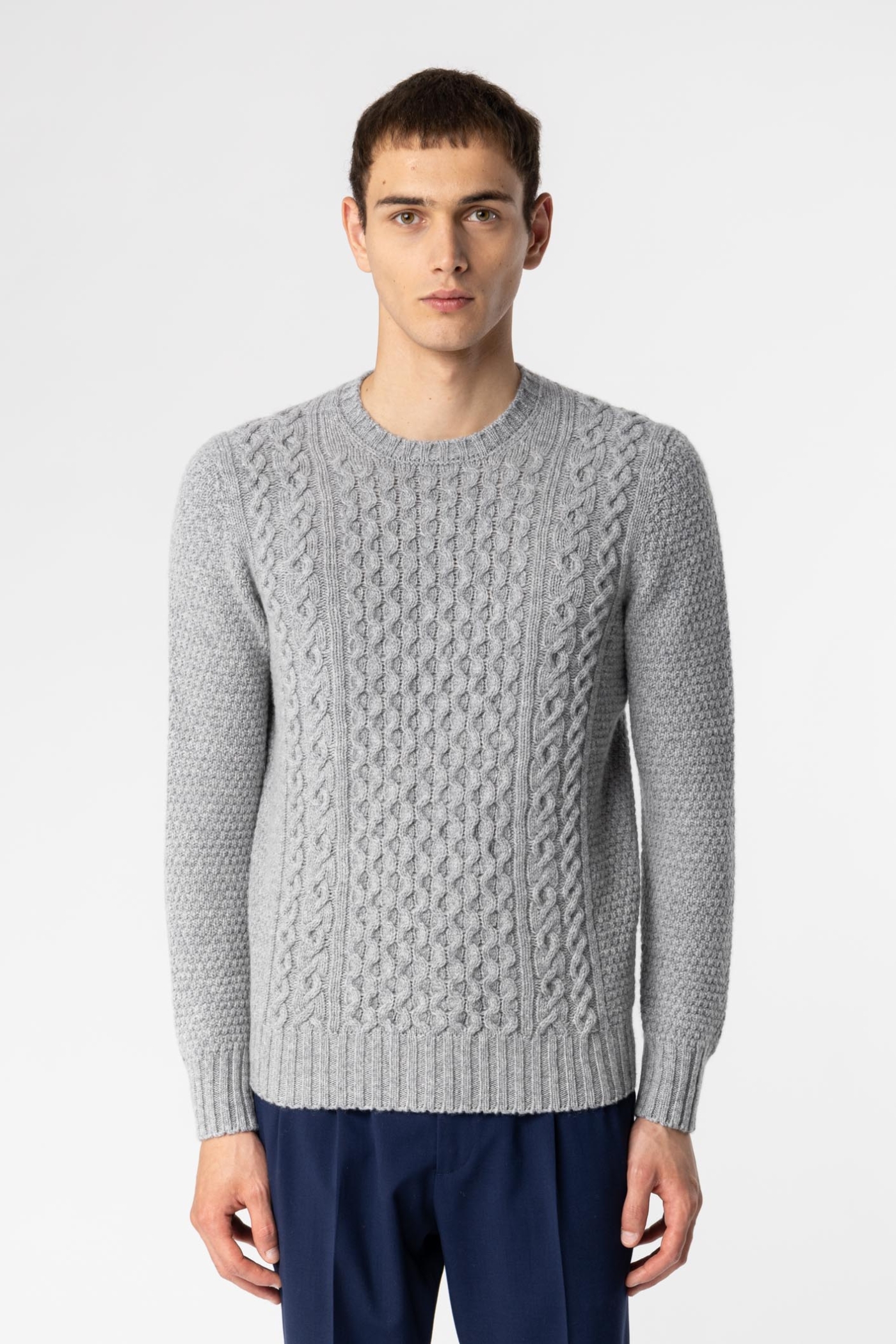 Aran Crew Neck Wool Sweater