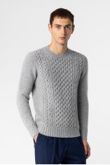 Aran Crew Neck Wool Sweater