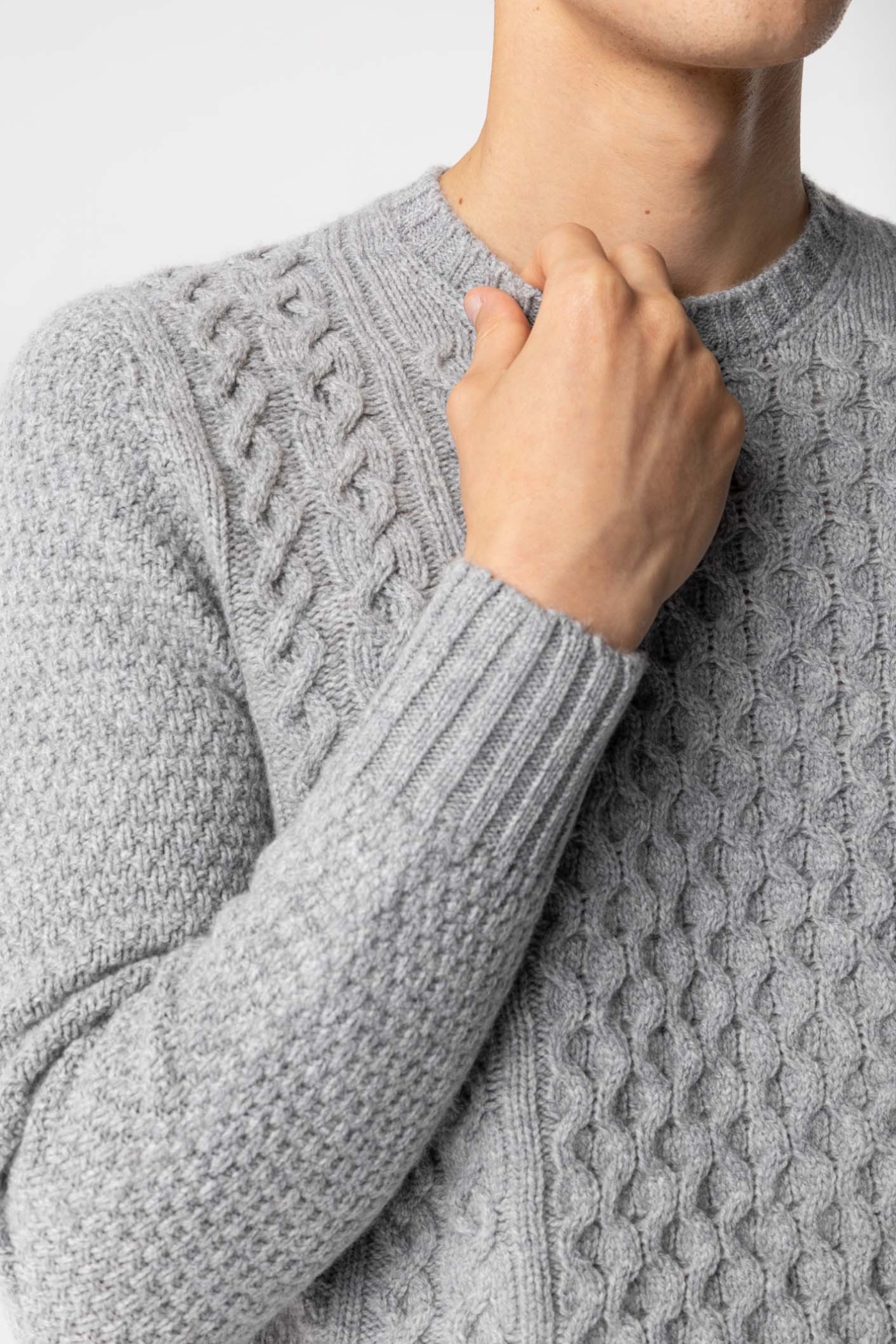 Aran Crew Neck Wool Sweater