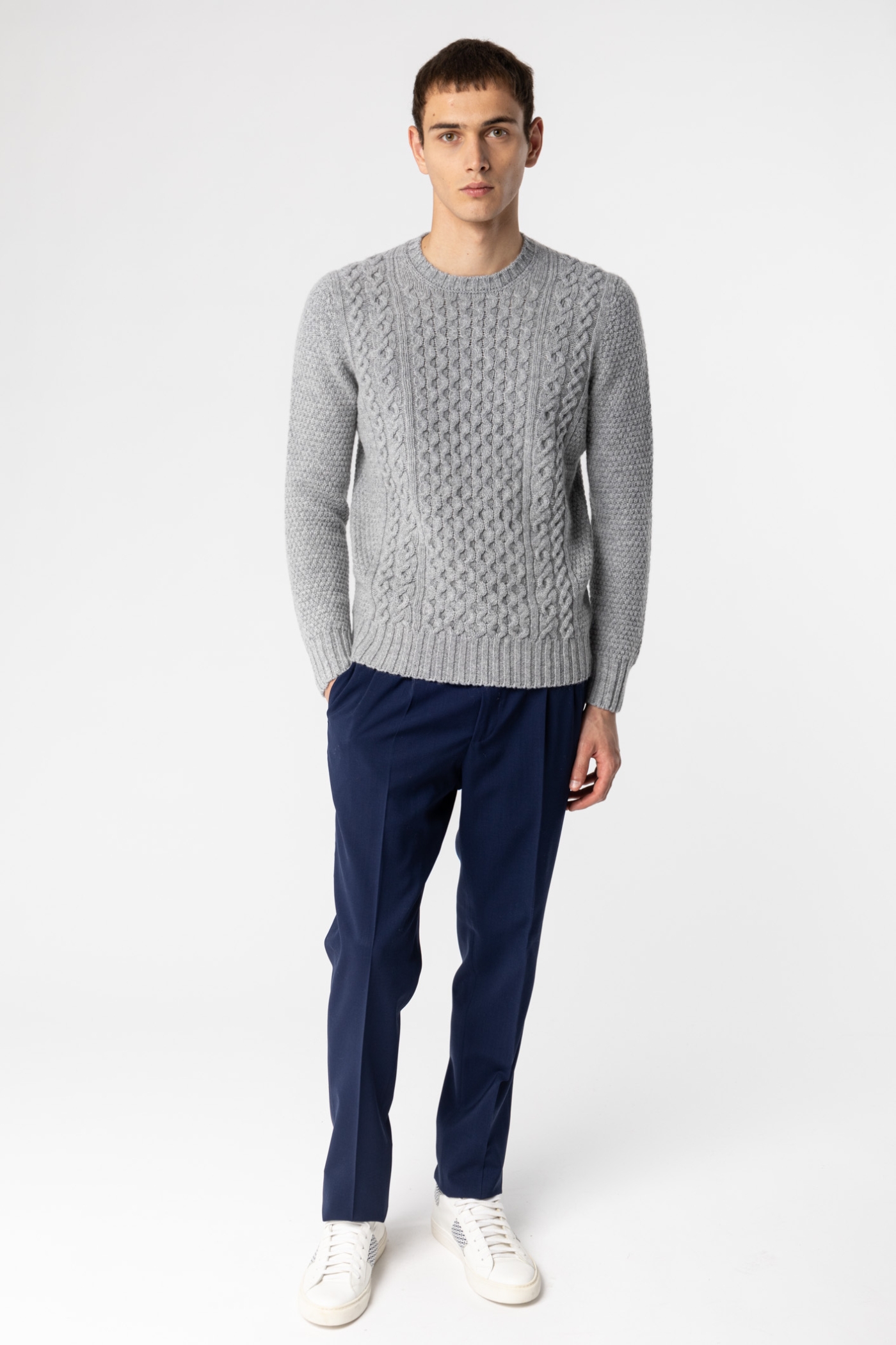 Aran Crew Neck Wool Sweater