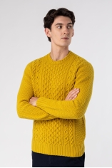 Aran Crew Neck Wool Sweater