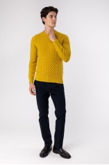 Aran Crew Neck Wool Sweater