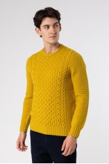 Aran Crew Neck Wool Sweater