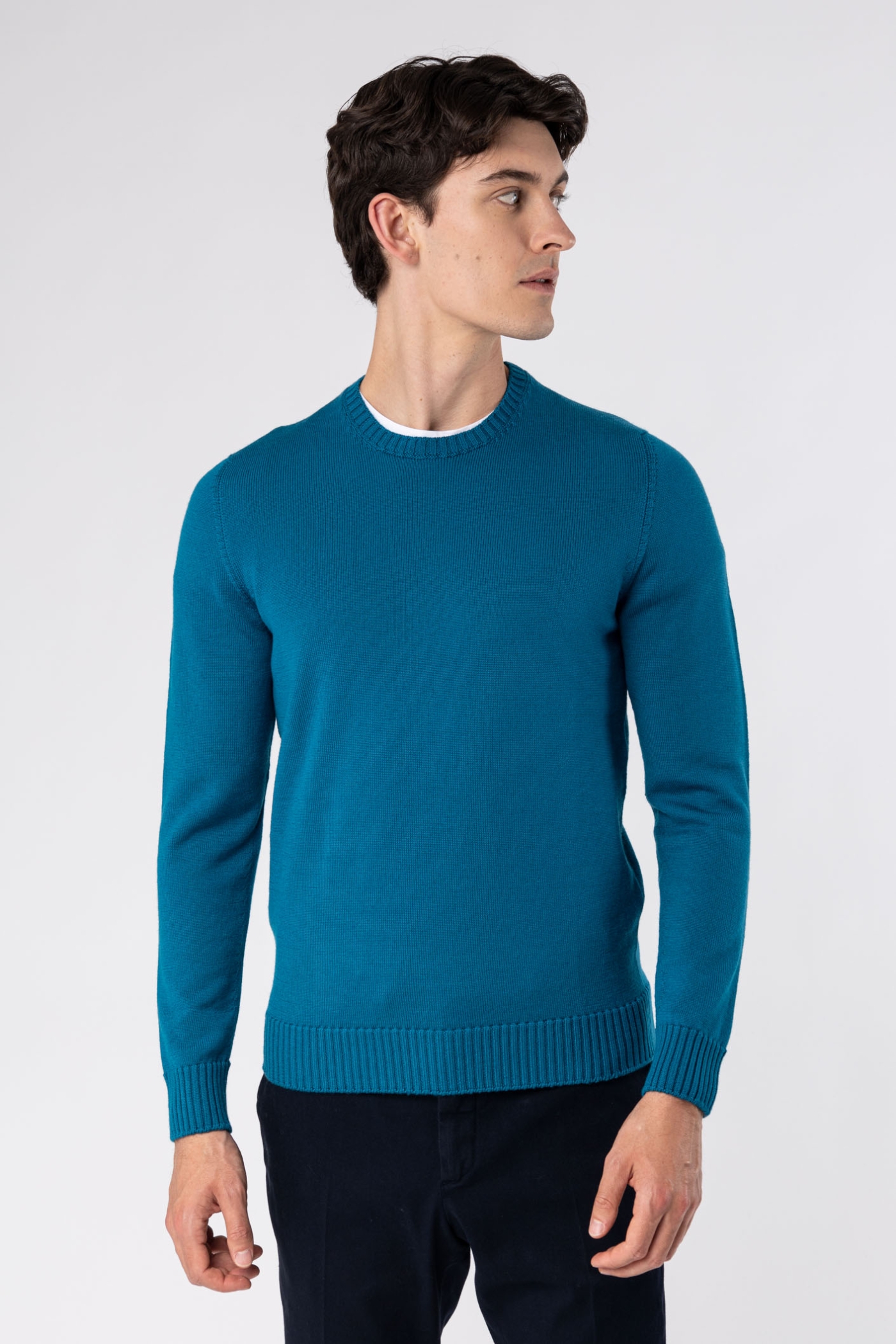 Aran Crew Neck Wool Sweater