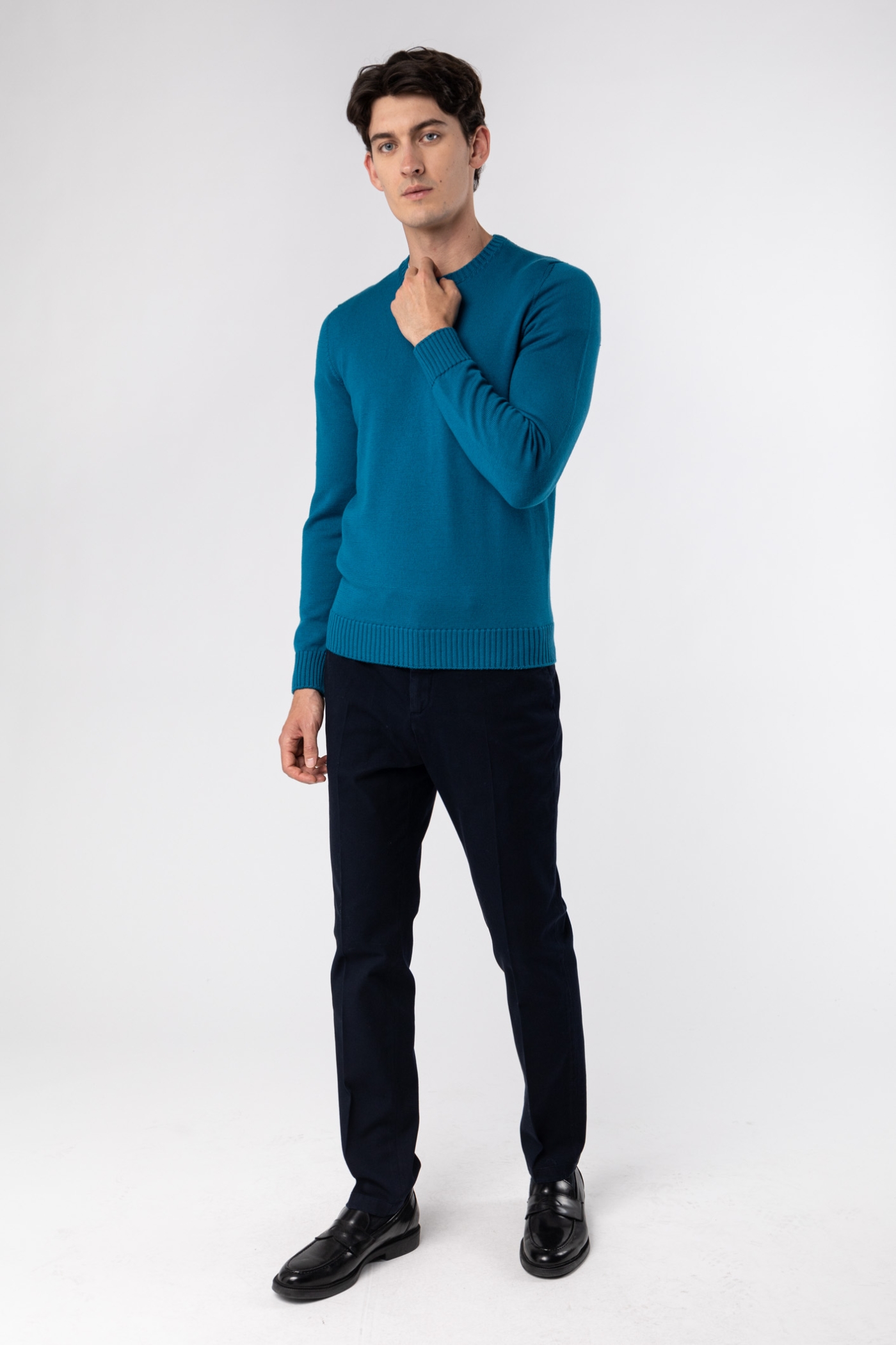 Aran Crew Neck Wool Sweater