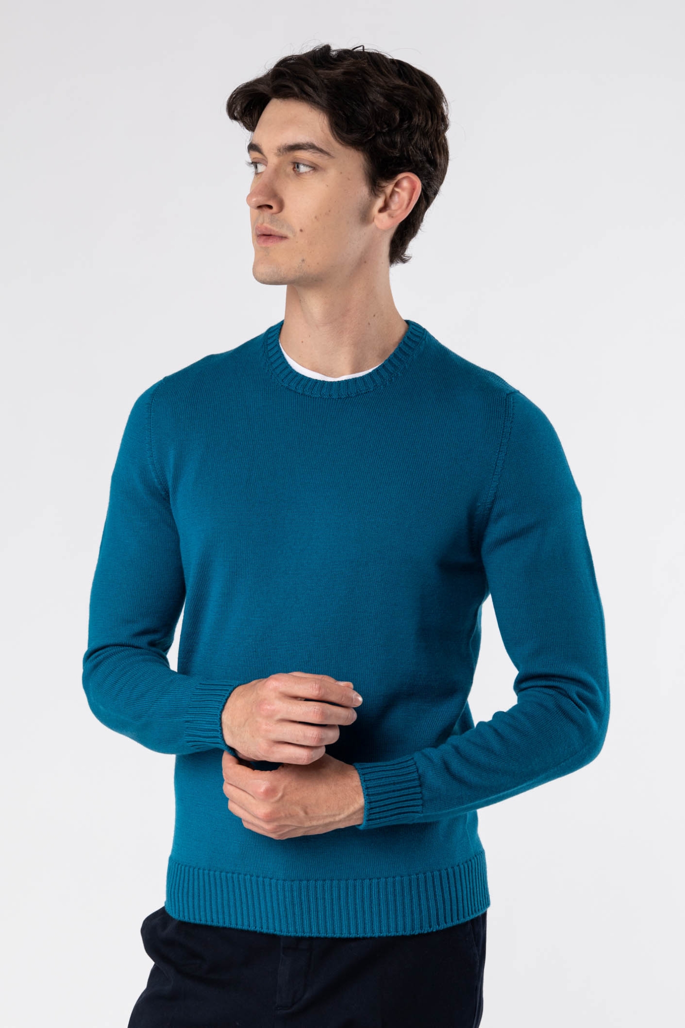 Aran Crew Neck Wool Sweater