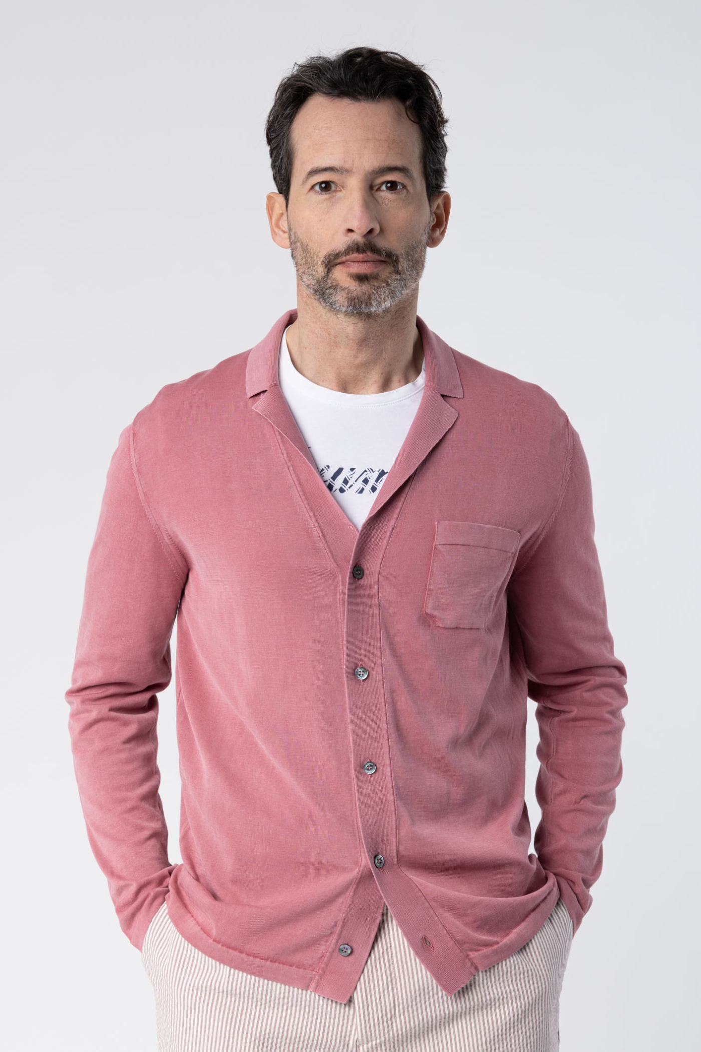 Bowling neck Shirt with breast pocket