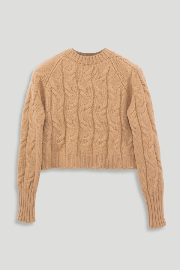 Maglia Girocollo con Treccia in Cashmere