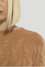 Maglia Girocollo con Treccia in Cashmere