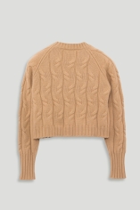 Maglia Girocollo con Treccia in Cashmere