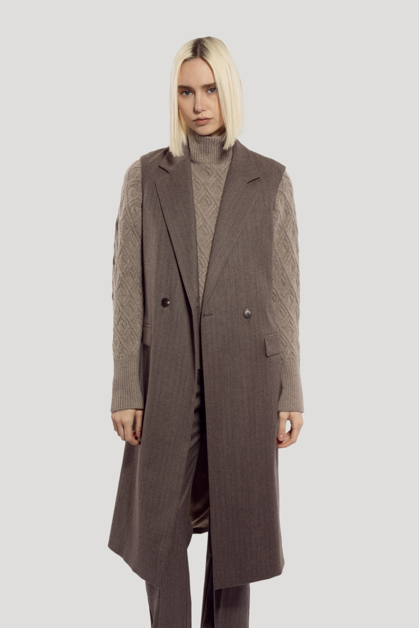 Sleeveless Wool Coat