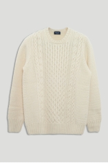 Aran Crew Neck Wool Sweater