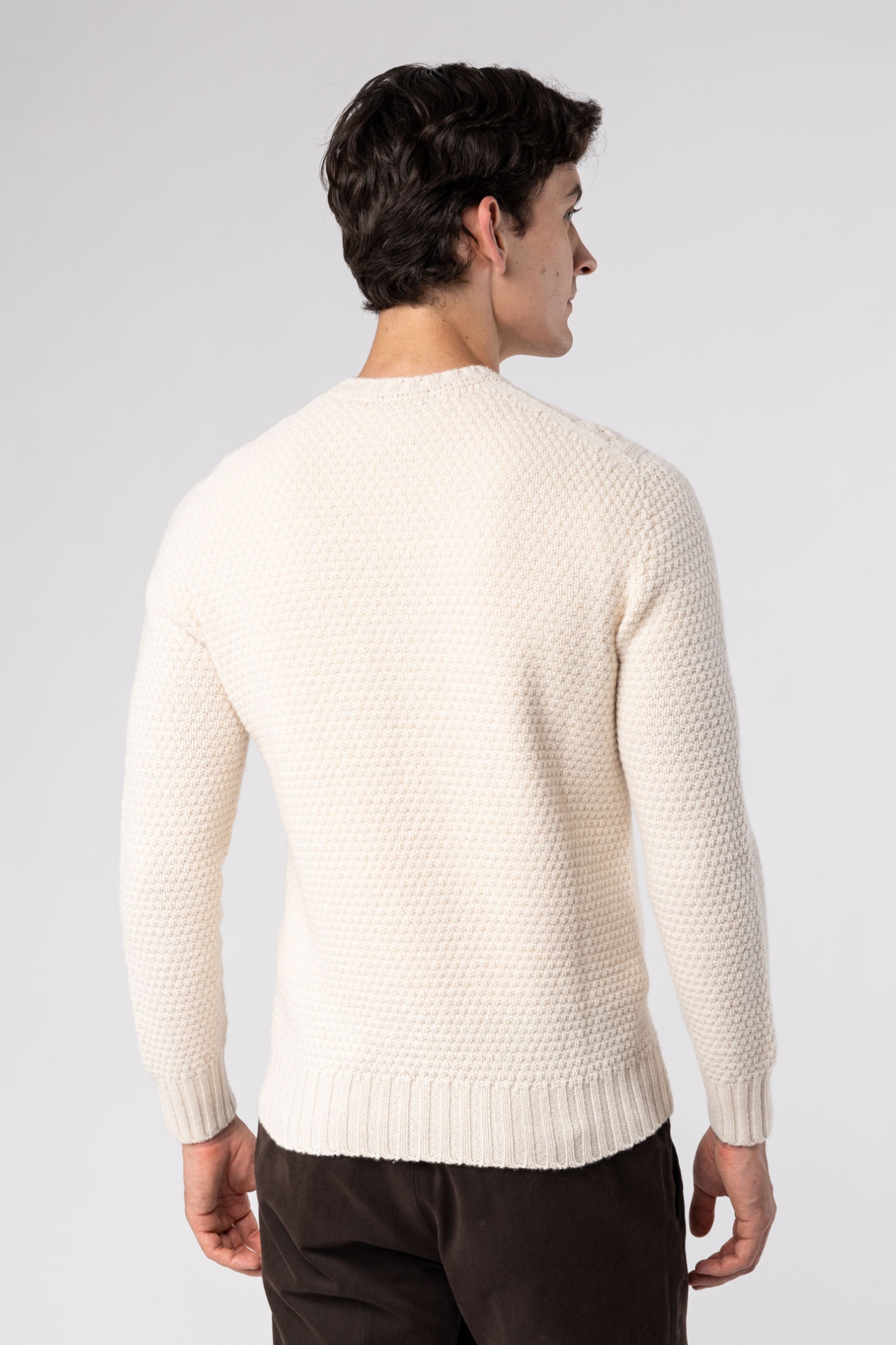 Aran Crew Neck Wool Sweater