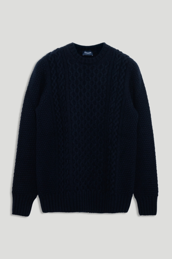 Aran Crew Neck Wool Sweater