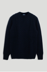 Aran Crew Neck Wool Sweater