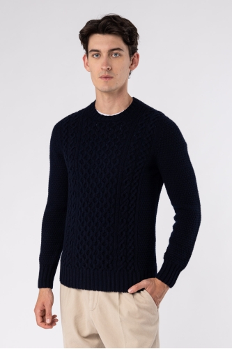 Aran Crew Neck Wool Sweater