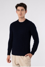 Aran Crew Neck Wool Sweater