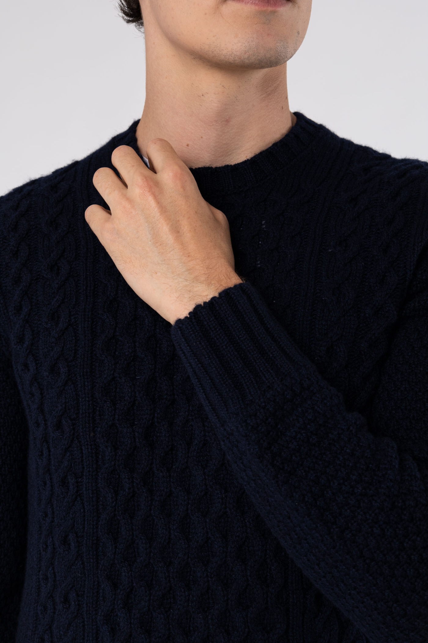 Aran Crew Neck Wool Sweater